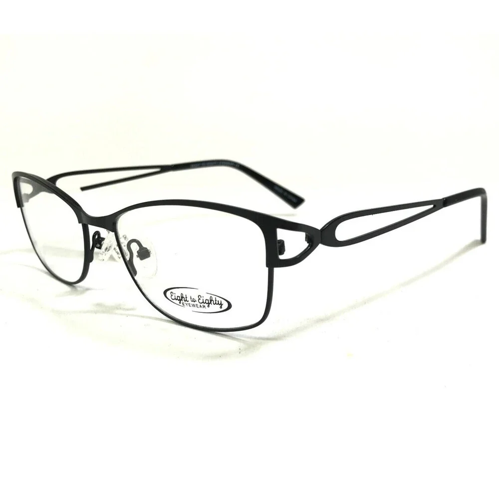 Eight to Eighty Eyeglasses Frames TARA BLACK Cat Eye Wire Rim 53-17-140